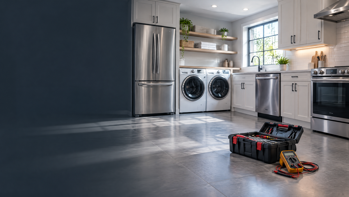 Home appliances with technician toolbox