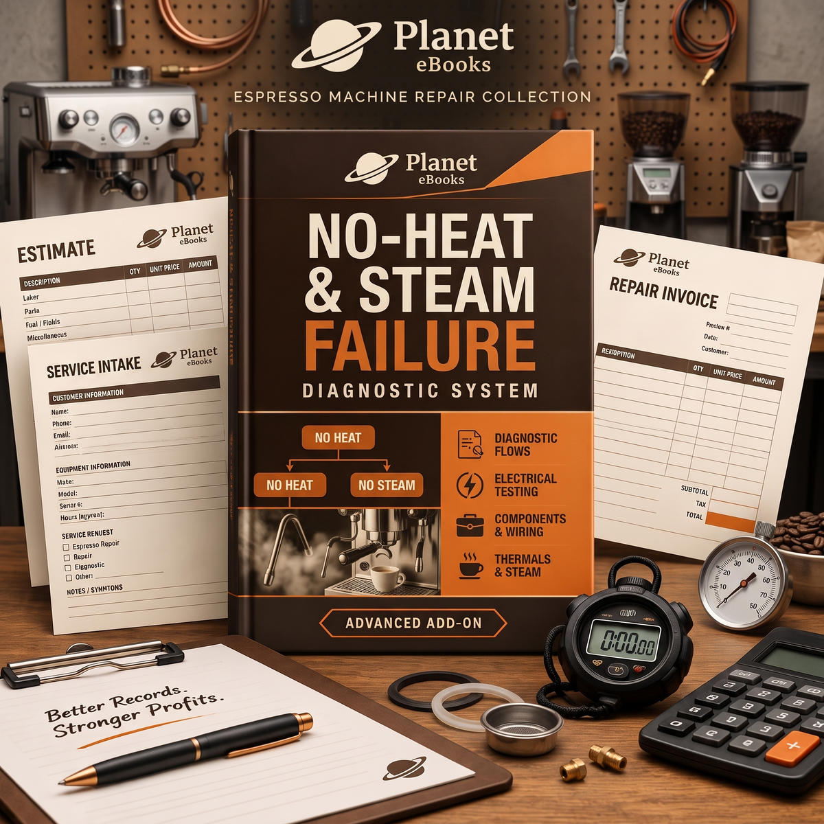 The Espresso No-Heat & Steam Failure Diagnostic System premium 3D hardcover digital product cover