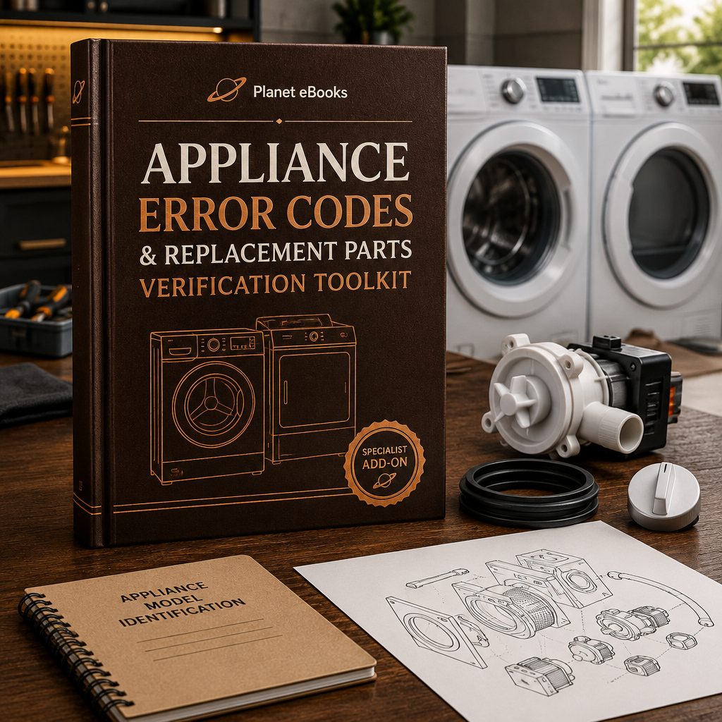 Appliance Error Codes & Replacement Parts Verification Toolkit premium Planet eBooks cover